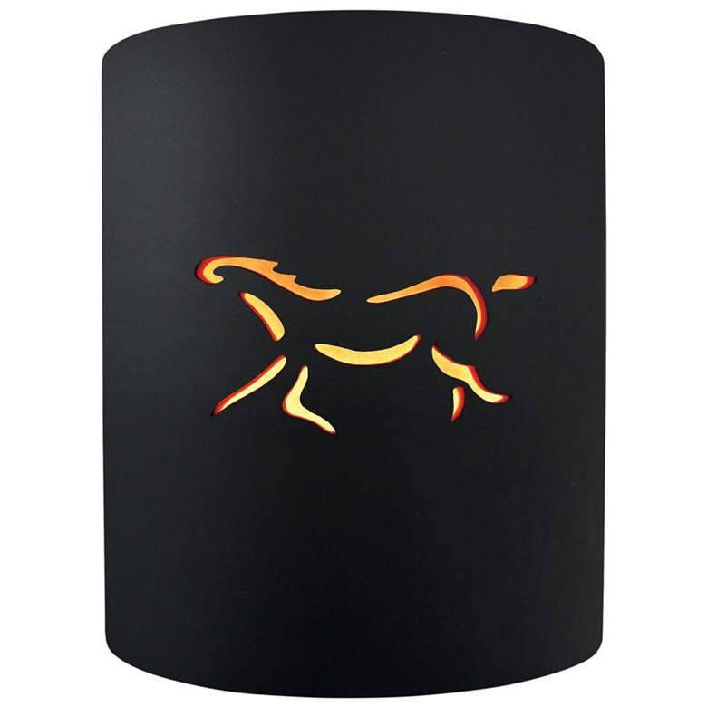 Image 1 Sun Dagger 9.25" Open Carbon/Gold Small Cylinder Horse Sconce