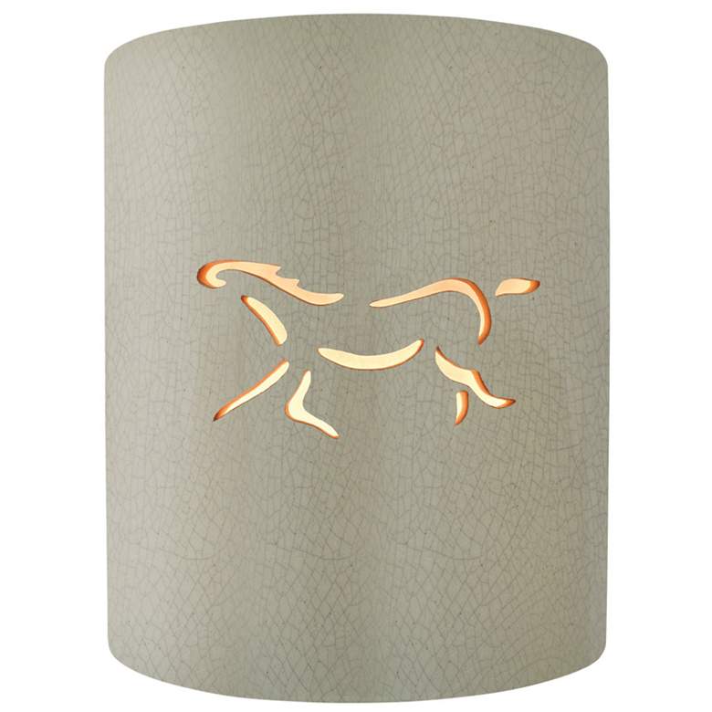 Image 1 Sun Dagger 9.25" Open Celadon Green Crackle Small Cylinder Horse Sconc