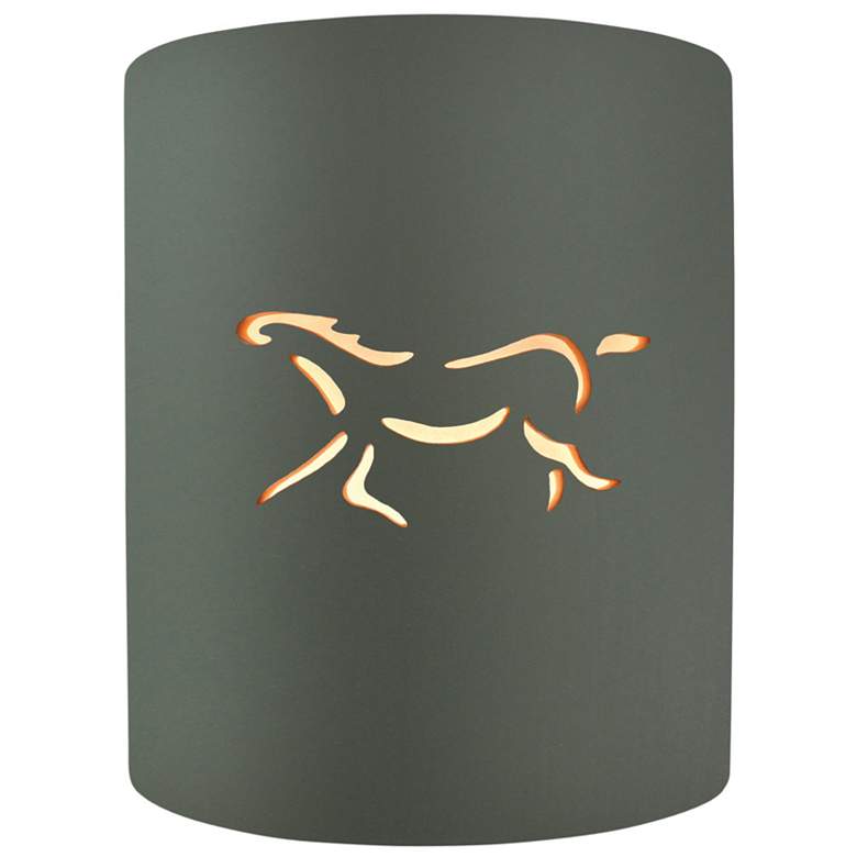 Image 1 Sun Dagger 9.25" Open Pewter Green Small Cylinder Horse Outdoor Wall S