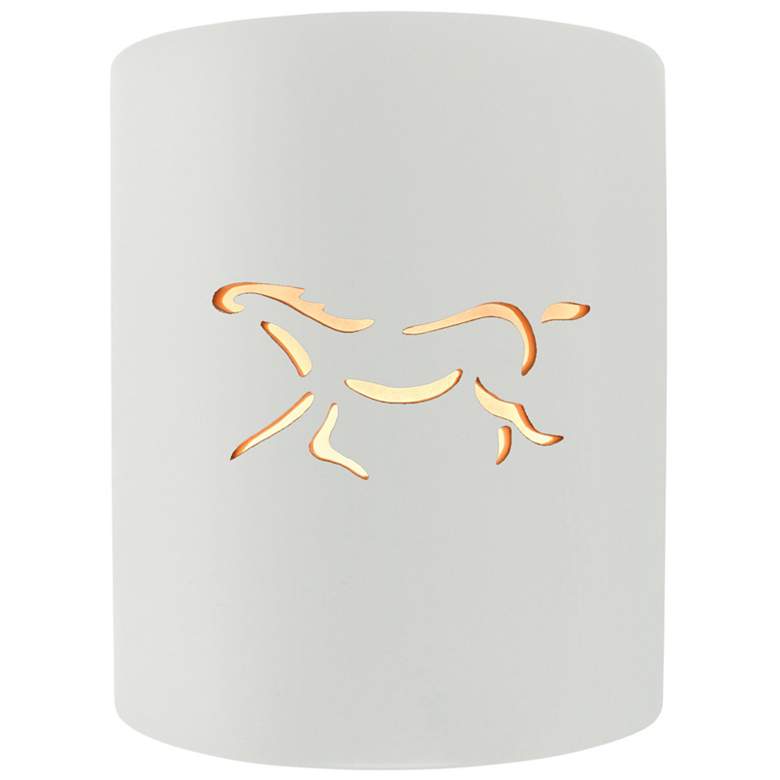 Image 1 Sun Dagger 9.25"H Open Bisque Small Cylinder Horse Outdoor LED Wall Sc