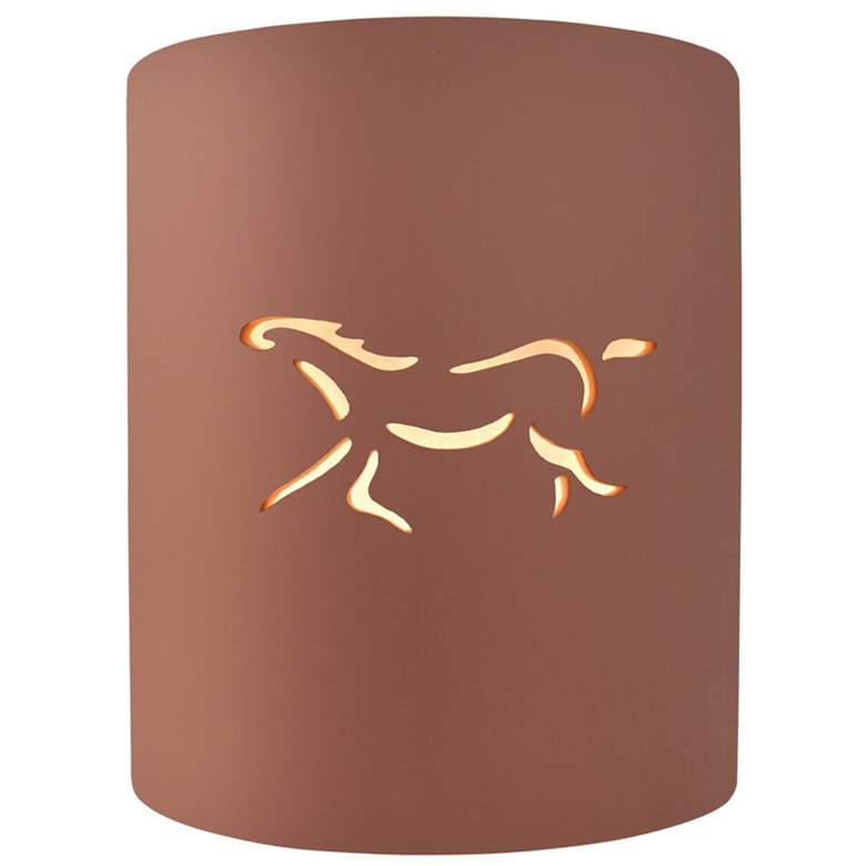 Image 1 Sun Dagger 9.25"H Open Canyon Clay Small Cylinder Horse Outdoor LED Sc