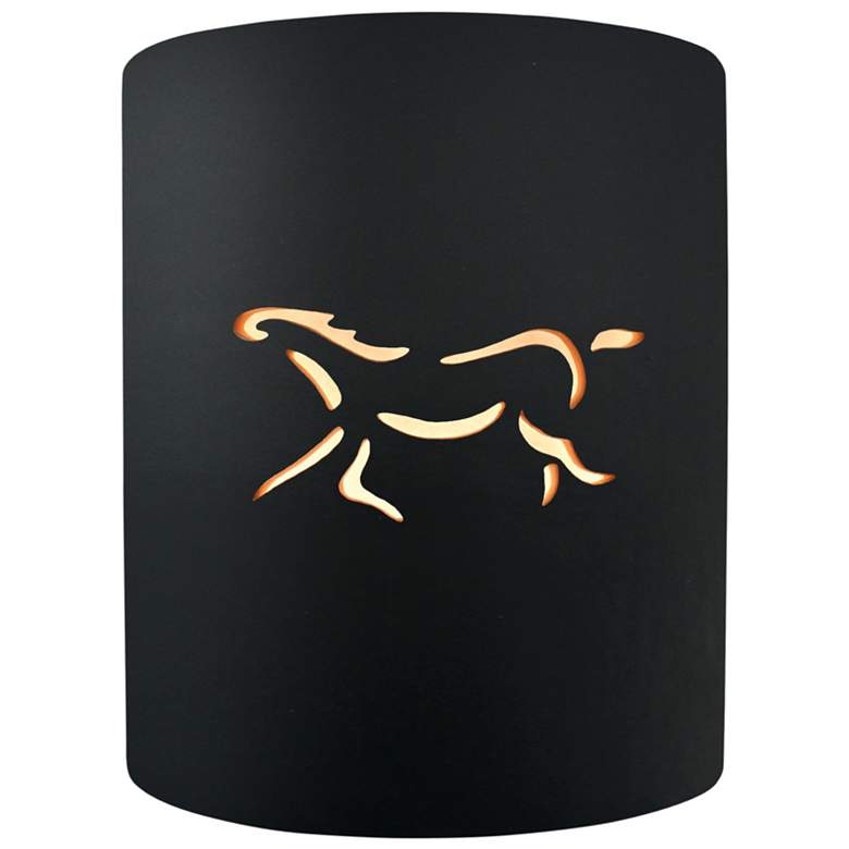 Image 1 Sun Dagger 9.25"H Open Carbon Small Cylinder Horse Outdoor LED Sconce