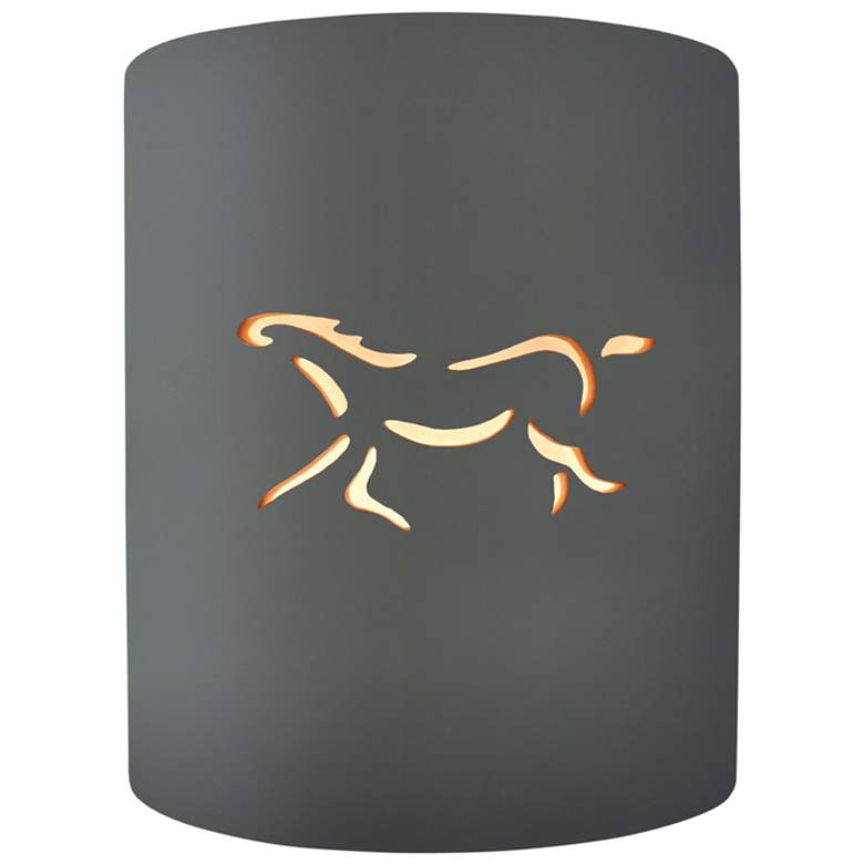 Image 1 Sun Dagger 9.25"H Open Gloss Grey Small Cylinder Horse Outdoor LED Sco