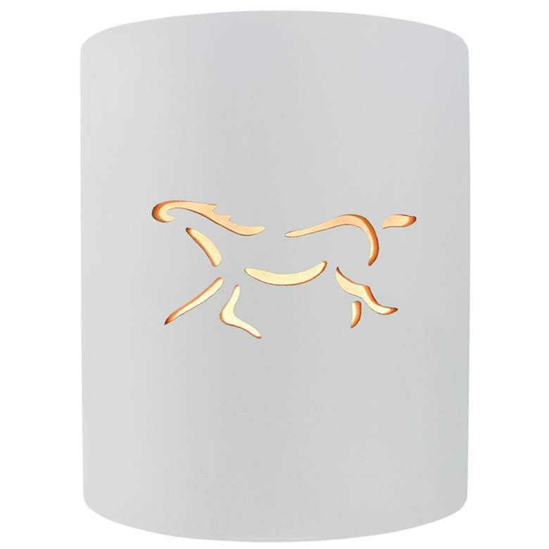 Image 1 Sun Dagger 9.25"H Open Gloss White Small Cylinder Horse Outdoor LED Sc