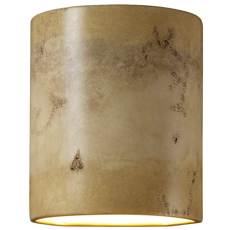 Image 1 Sun Dagger 9.25"H Open Greco Travertine Small Cylinder Outdoor LED Sco