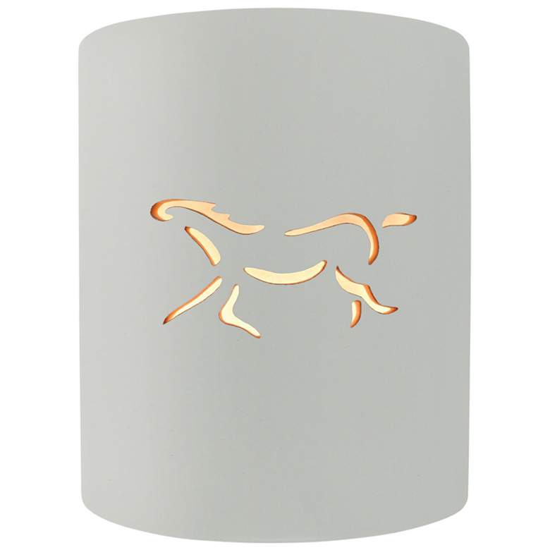 Image 1 Sun Dagger 9.25"H Open Matte White Small Cylinder Horse Outdoor LED Sc