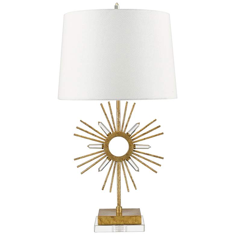 Image 2 Sun King Distressed Gold Sunburst-Shaped Metal Table Lamp