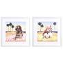 Sun Lovin Pups 17" Square 2-Piece Framed Wall Art Set in scene