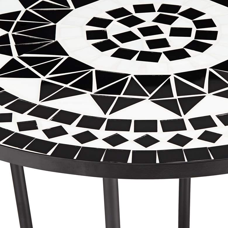 Image 4 Sun Mosaic Black and White Iron Outdoor Accent Table more views