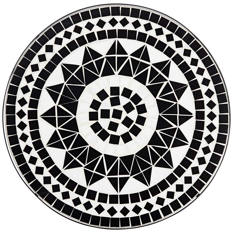 Image 5 Sun Mosaic Black and White Iron Outdoor Accent Table more views