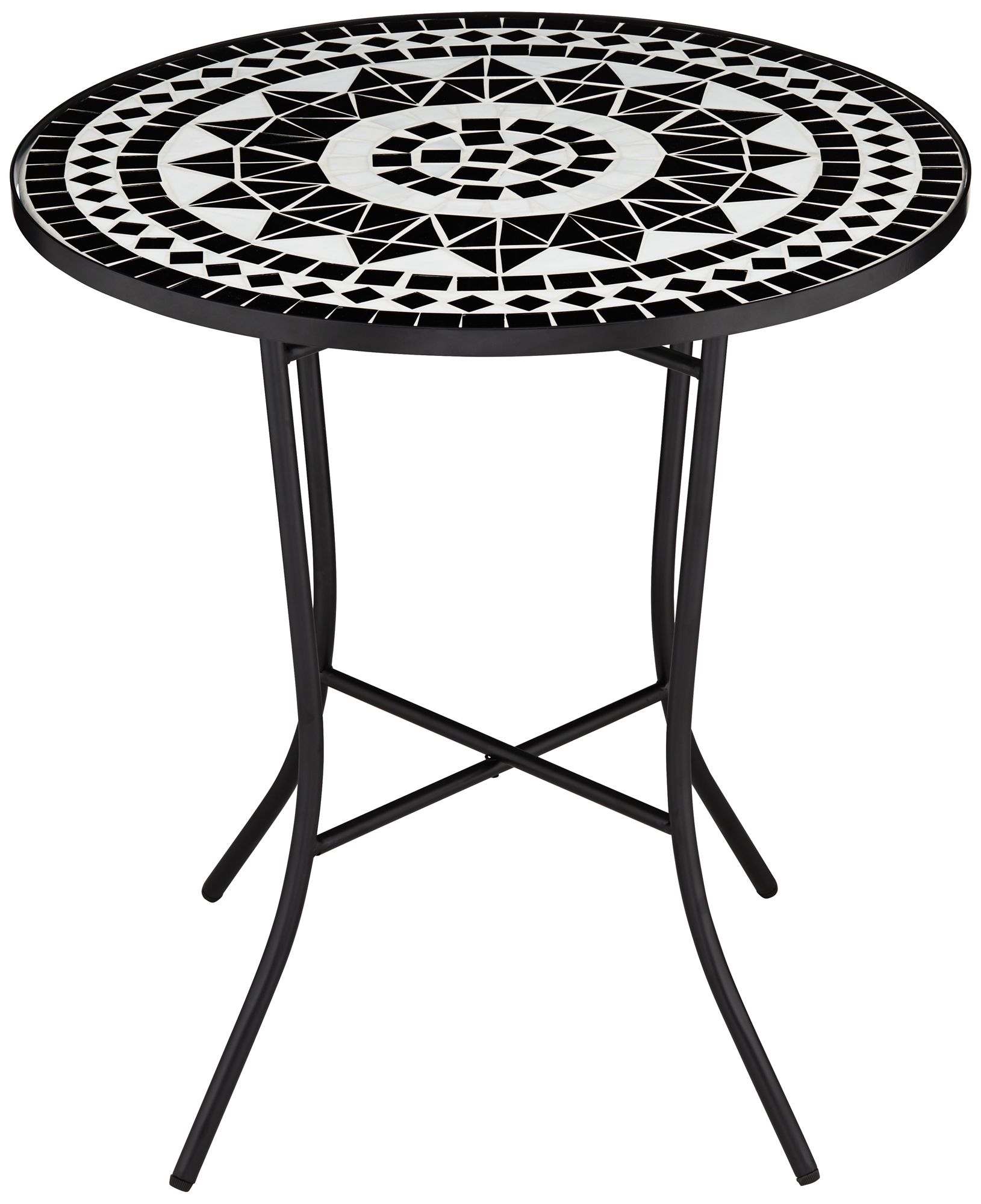 Sun Mosaic Black and White Iron Outdoor Accent Table