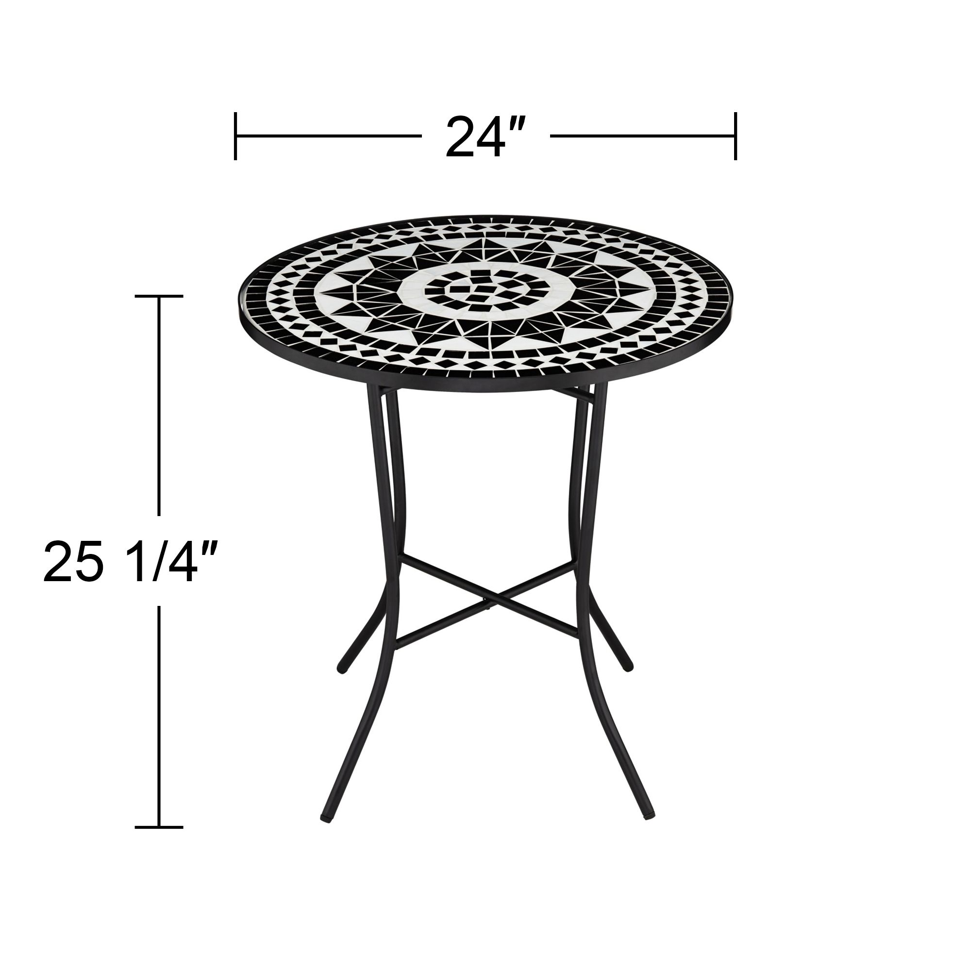 Sun Mosaic Black and White Iron Outdoor Accent Table