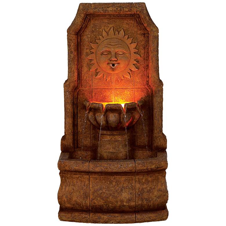 Image 5 Sun Villa Faux Stone 37 inchH Outdoor Fountain with LED Lights more views