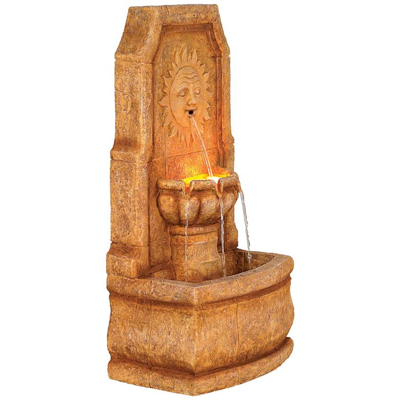 Image 6 Sun Villa Faux Stone 37 inchH Outdoor Fountain with LED Lights more views