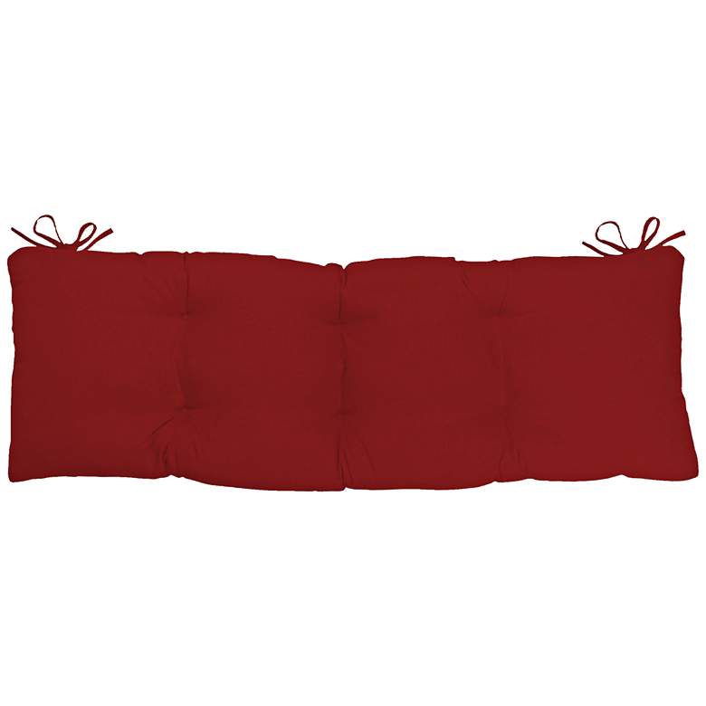 Image 1 Sunbrella Kali Canvas Jockey Red 45 inchW Tufted Bench Cushion