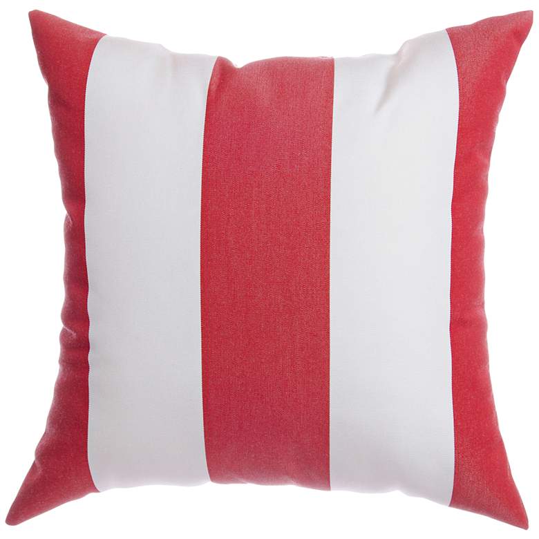 Image 1 Sunbrella Striped Jockey Red 18 inch Square Outdoor Pillow