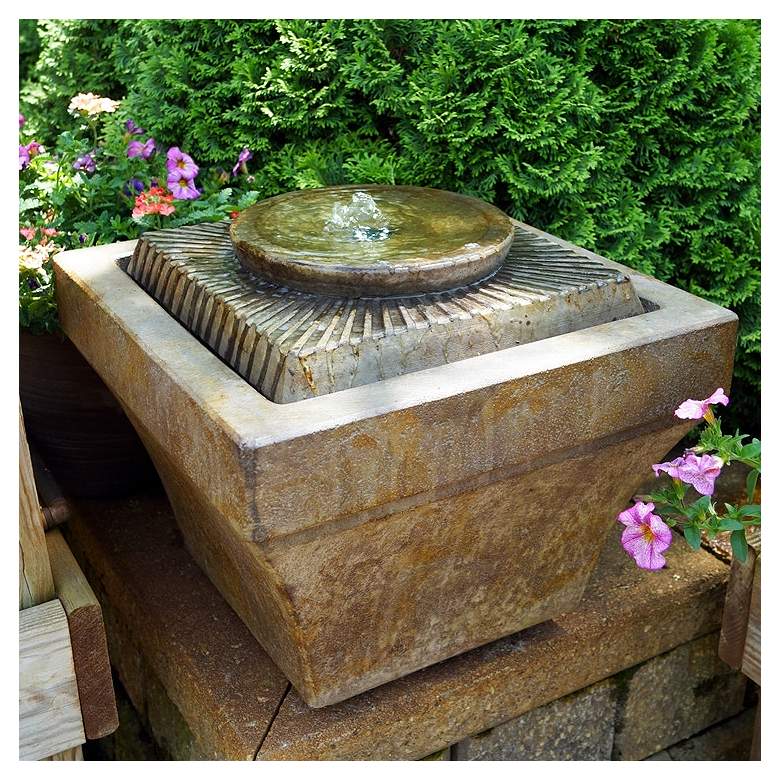Image 1 Sunburst 13" High Bubbler Outdoor Fountain with Light