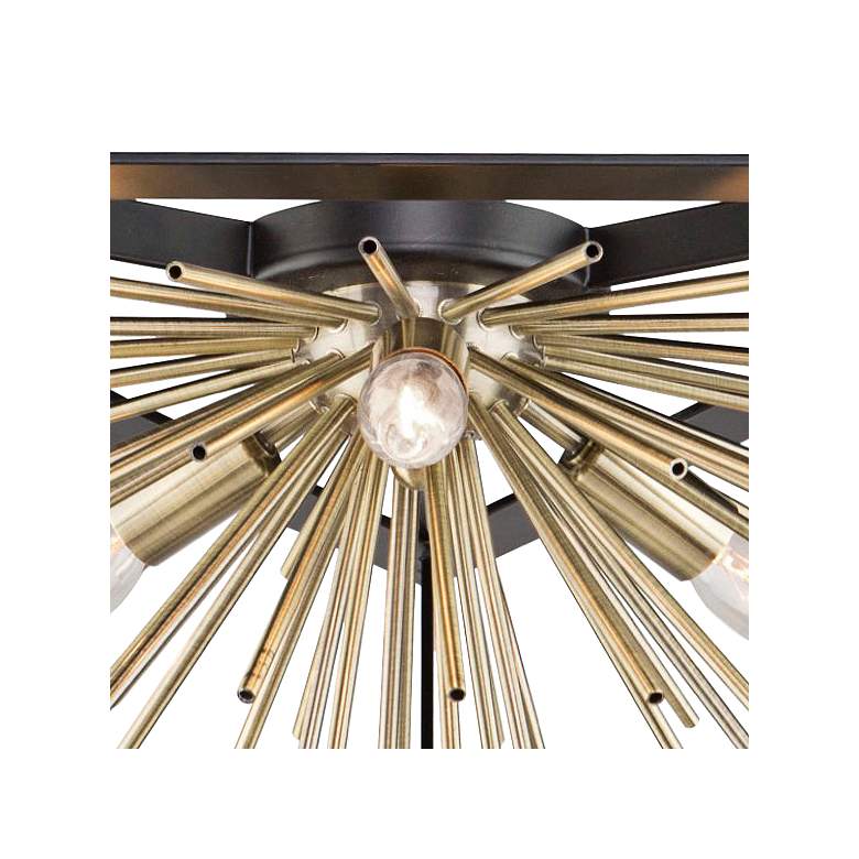 Image 2 Sunburst 20 1/2 inch Wide Black and Brass 3-Light Ceiling Light more views