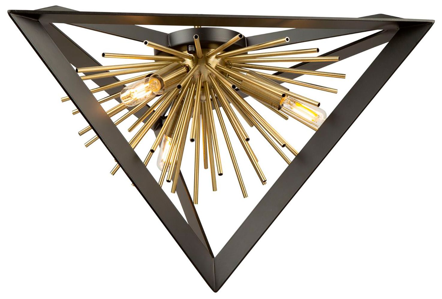 Image 3 Sunburst 20 1/2" Wide Black and Brass 3-Light Ceiling Light more views