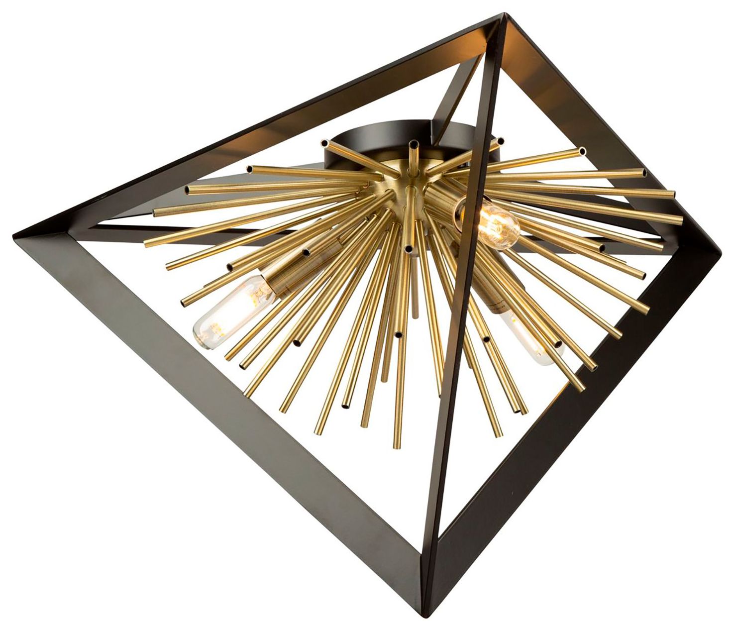 Image 4 Sunburst 20 1/2" Wide Black and Brass 3-Light Ceiling Light more views