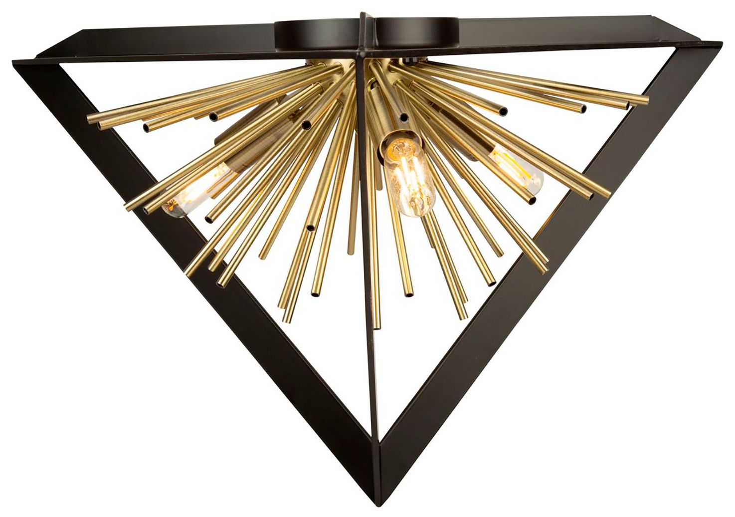 Image 5 Sunburst 20 1/2" Wide Black and Brass 3-Light Ceiling Light more views