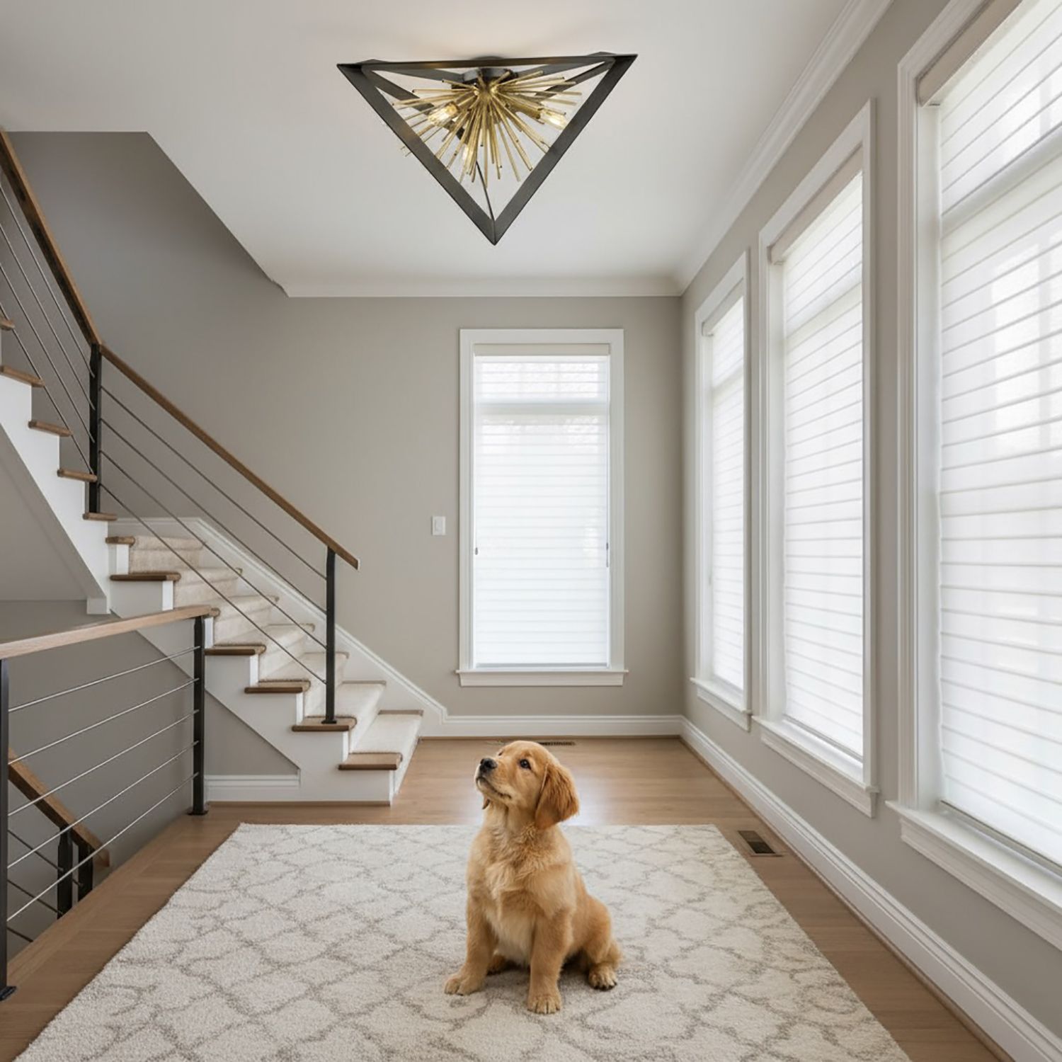 Image 6 Sunburst 20 1/2" Wide Black and Brass 3-Light Ceiling Light more views