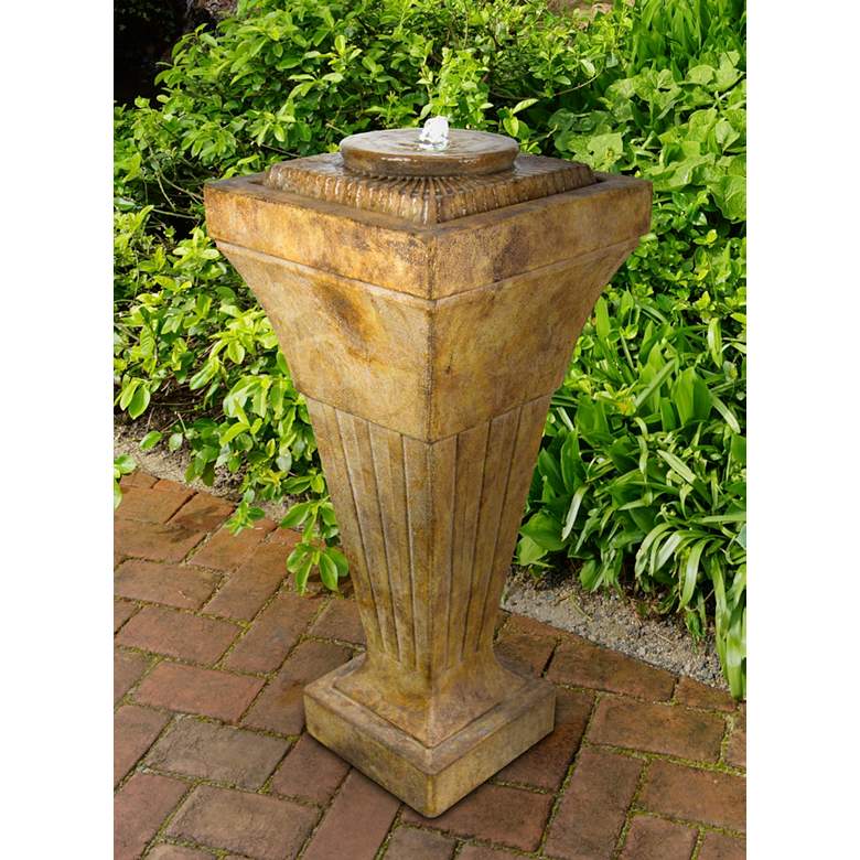 Image 1 Sunburst 40 inch High Outdoor Bubbler Fountain with LED Light