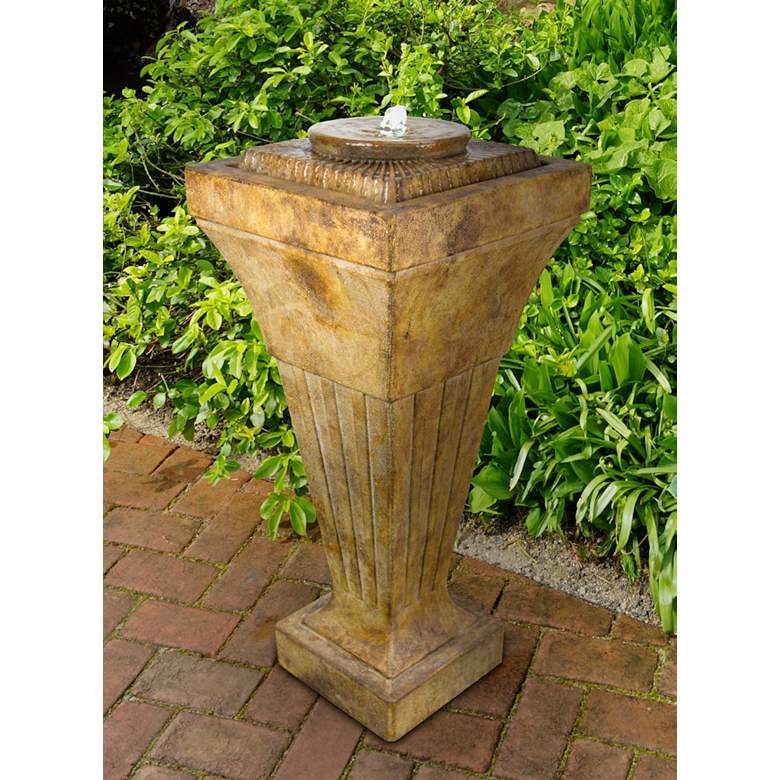 Image 1 Sunburst 40" High Outdoor Bubbler Fountain with LED Light