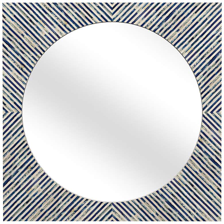 Image 2 Sunburst Blue and White Bone 36" Square Wall Mirror