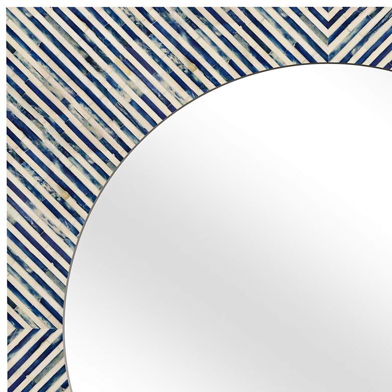 Image 3 Sunburst Blue and White Bone 36" Square Wall Mirror more views
