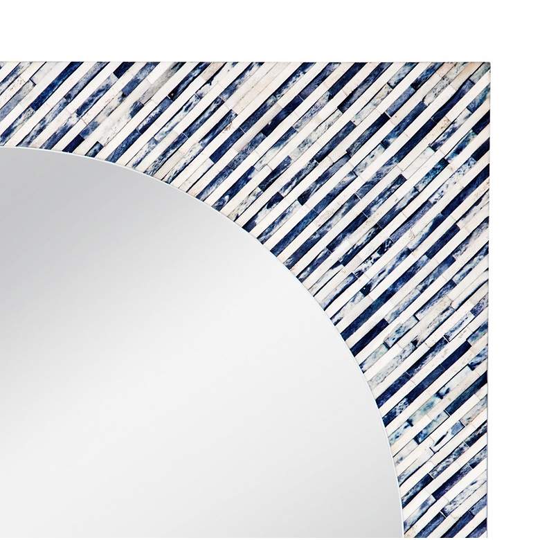 Image 4 Sunburst Blue and White Bone 36" Square Wall Mirror more views
