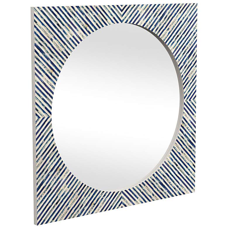 Image 5 Sunburst Blue and White Bone 36" Square Wall Mirror more views