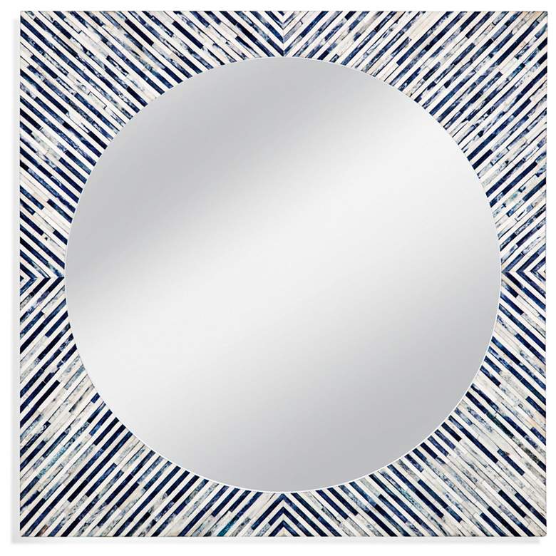 Image 6 Sunburst Blue and White Bone 36" Square Wall Mirror more views