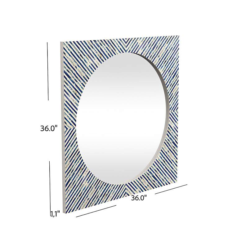 Image 7 Sunburst Blue and White Bone 36" Square Wall Mirror more views