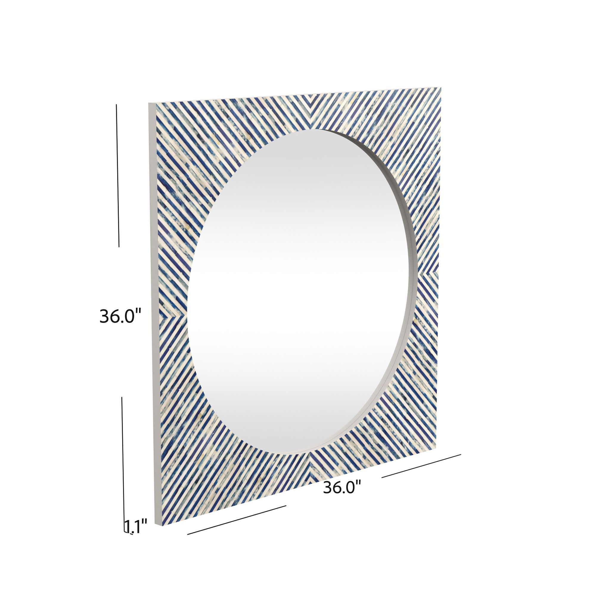Sunburst Blue and White Bone 36" Square Wall Mirror in scene