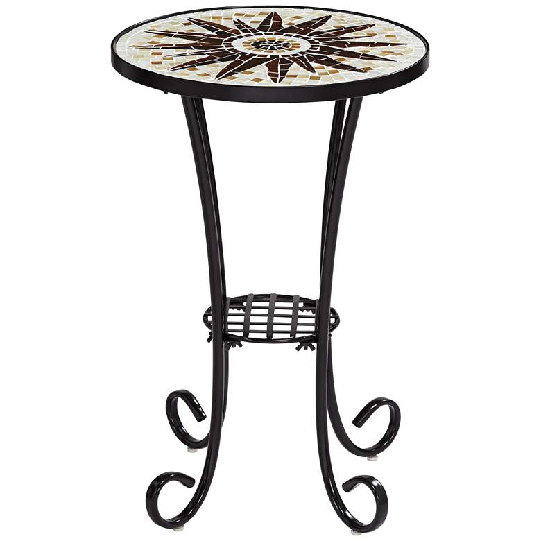 Image 7 Sunburst Mosaic Black Outdoor Accent Table more views