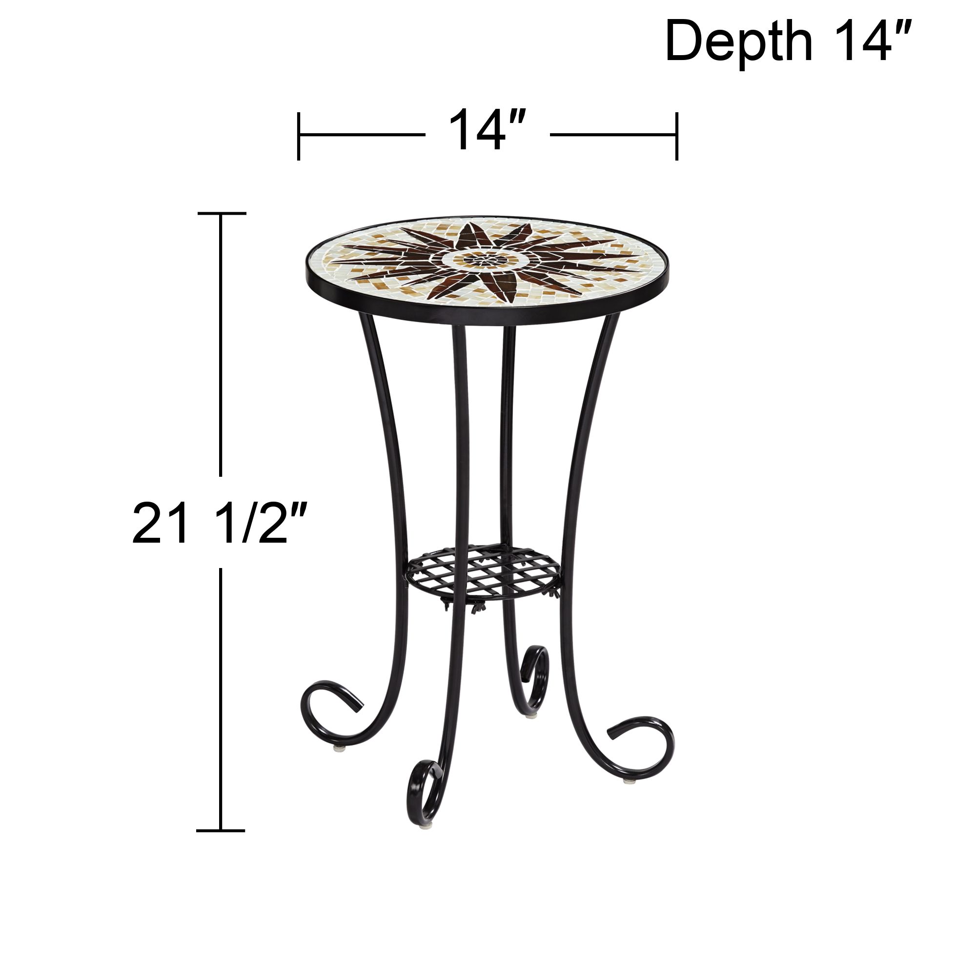 Sunburst Mosaic Black Outdoor Accent Table