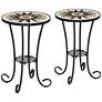 Sunburst Mosaic Black Outdoor Accent Tables Set of 2