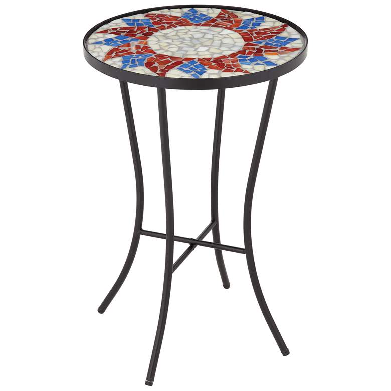 Image 1 Sunburst Mosaic Red Outdoor Accent Table