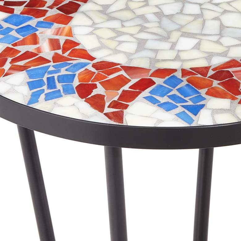Image 3 Sunburst Mosaic Red Outdoor Accent Table more views