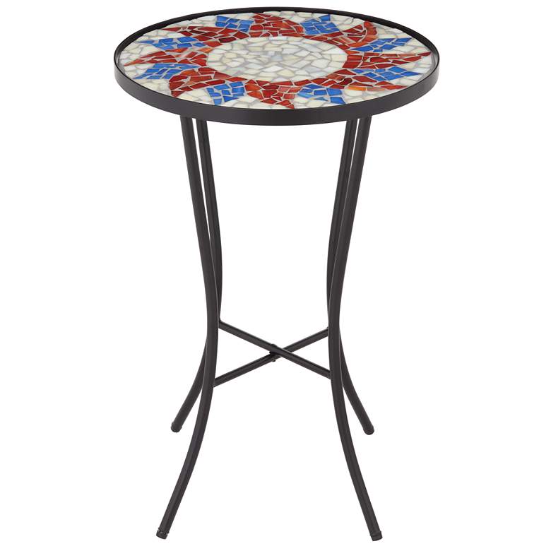Image 6 Sunburst Mosaic Red Outdoor Accent Table more views