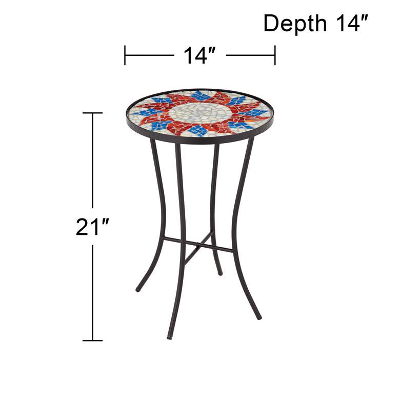 Image 7 Sunburst Mosaic Red Outdoor Accent Table more views