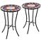 Sunburst Mosaic Red Outdoor Accent Tables Set of 2
