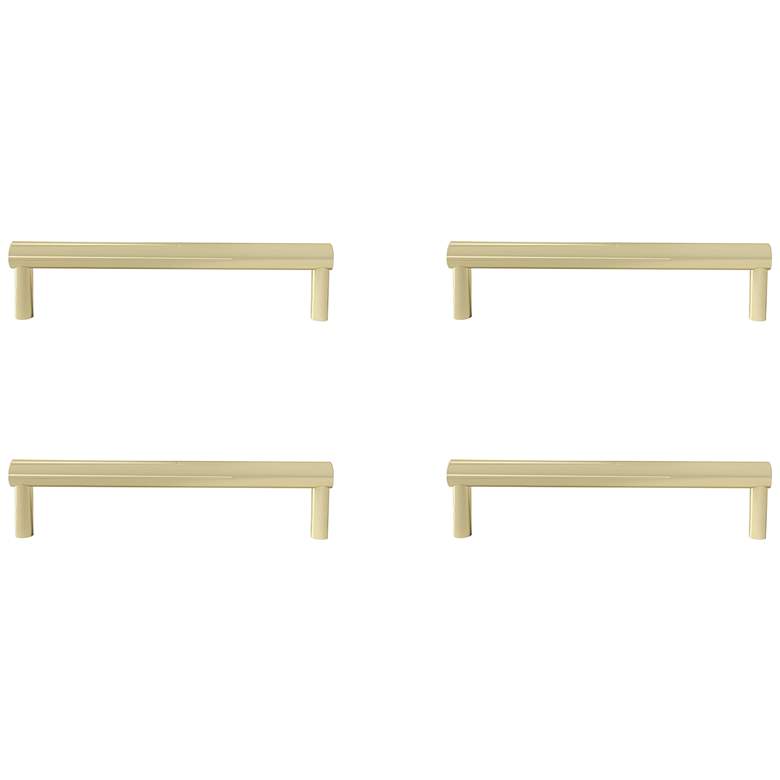 Image 1 Sunburst Satin Brass Metal 6 1/2" Wide Cabinet Pull Set of 4
