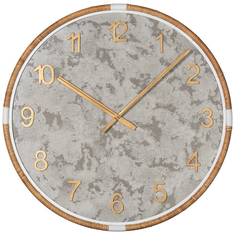 Image 2 Sundale Natural Rattan Metal 34"Round Wall Clock