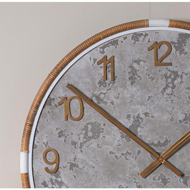Image 4 Sundale Natural Rattan Metal 34"Round Wall Clock more views