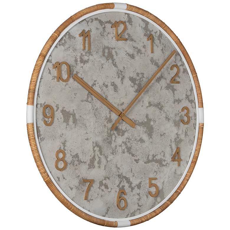 Image 6 Sundale Natural Rattan Metal 34"Round Wall Clock more views