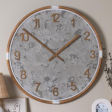 Sundale Natural Rattan Metal 34"Round Wall Clock