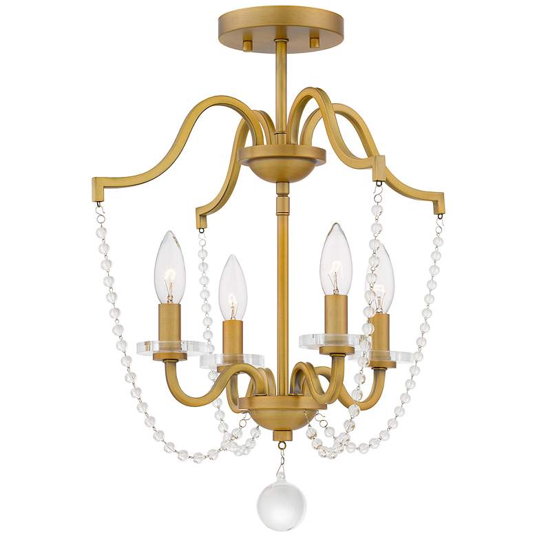 Image 1 Sunday 4-Light Aged Brass Semi-Flush Mount