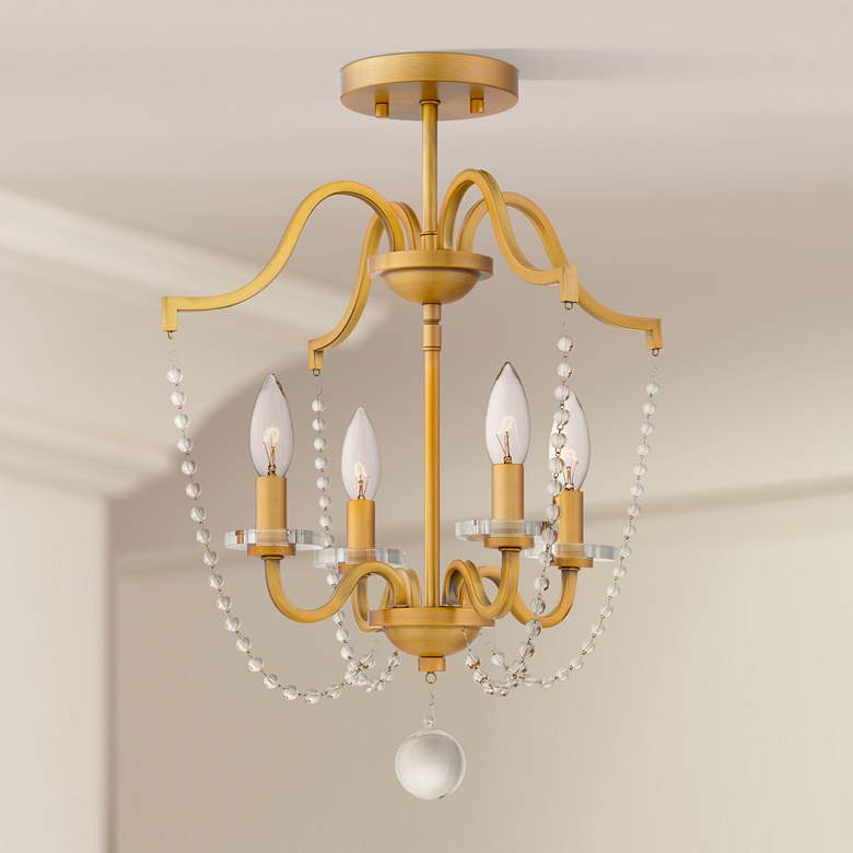 Image 1 Sunday 4-Light Aged Brass Semi-Flush Mount